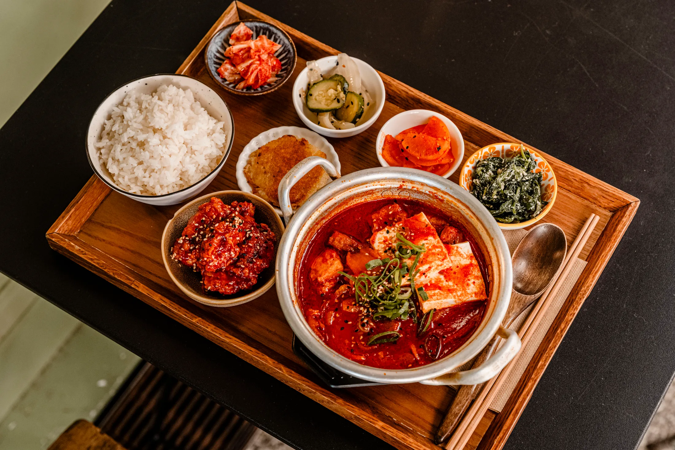 A WATDA stew with rice and banchan